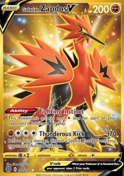 Brilliant Stars 182/172 Galarian Zapdos V (Secret Rare Gold Full Art)