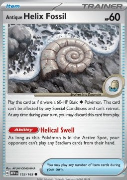 Pokemon 151 153/165 Antique Helix Fossil