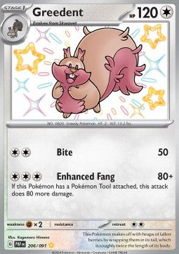 Paldean Fates 206/091 Greedent (Shiny Rare)