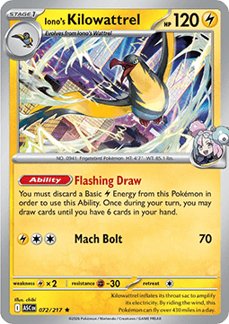 Ascended Heroes 072/217 Iono's Kilowattrel (Holo)