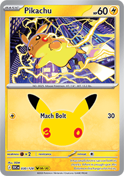 30th Celebration 030/128 Pikachu (Holo)