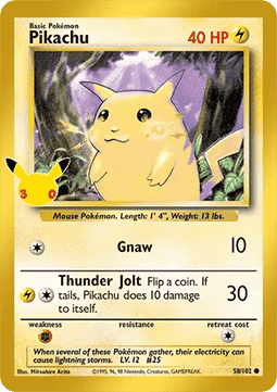 30th Celebration 058/102 Pikachu (Gold Holo)