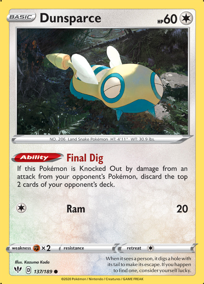 Darkness Ablaze 137/189 Dunsparce