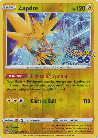 Pokémon GO 029/078 Zapdos (Reverse Holo)