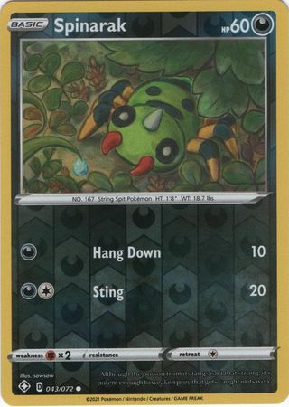 Shining Fates 043/072 Spinarak (Reverse Holo)