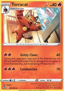 Silver Tempest 031/195 Torracat (Reverse Holo)