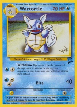 Base Set Two 063/130 Wartortle (Gold Stamped "W" Promo Card)(AS)