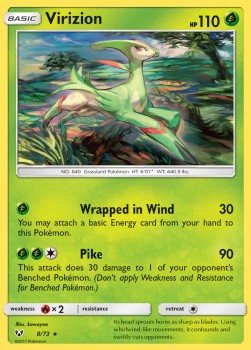 Shining Legends 08/73 Virizion (Reverse Holo)