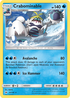 Sun & Moon 043/149 Crabominable (Reverse Holo)