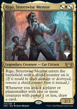 Streets of New Capenna 215/281 Rigo, Streetwise Mentor (Silver Stamped)