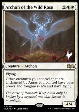 Wilds of Eldraine 0001 Archon of the Wild Rose (Silver Stamped)