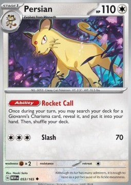 Pokemon 151 053/165 Persian (Reverse Holo)