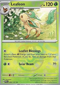Prismatic Evolutions 005/131 Leafeon (Reverse Holo Masterball)
