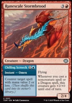 Tarkir Dragonstorm 0221 Runescale Stormbrood//Chilling Screech