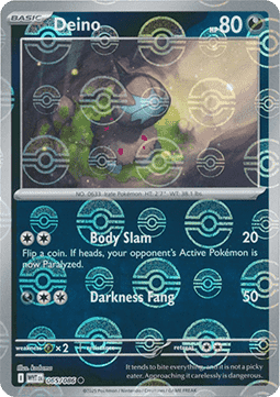White Flare 065/086 Deino (Reverse Holo Pokeball)