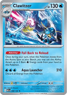 Mega Evolution 038/132 Clawitzer (Reverse Holo)