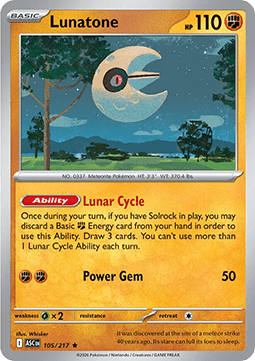 Ascended Heroes 105/217 Lunatone (Reverse Holo Pokeball)