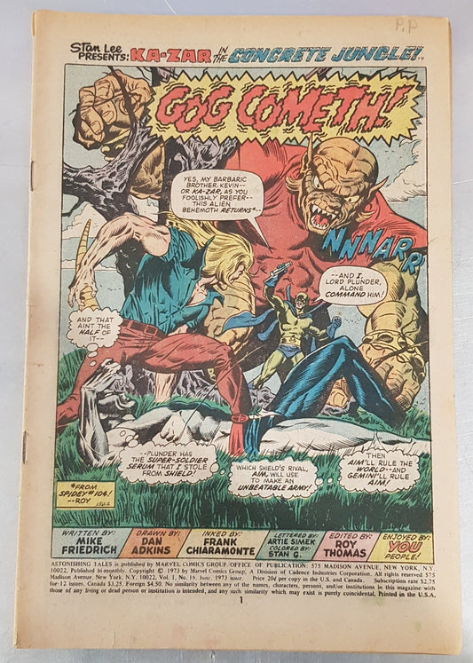 Astonishing Tales #15 Marvel Comics (1970)