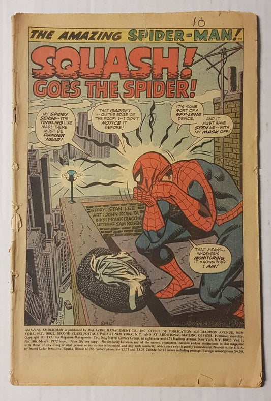 Amazing Spider-man #106 Marvel Comics (1963)(JB)