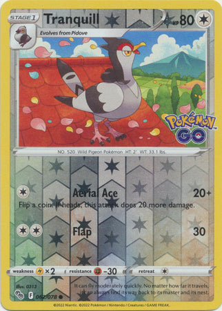 Pokémon GO 062/078 Tranquill (Reverse Holo)