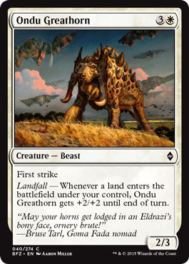 Battle for Zendikar 040/274 Ondu Greathorn