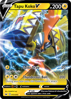 Sword & Shield 072/202 Tapu Koko V (Half Art)